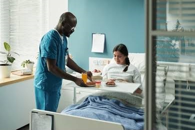 healthy meal and hydration support for a bedridden patient at home
